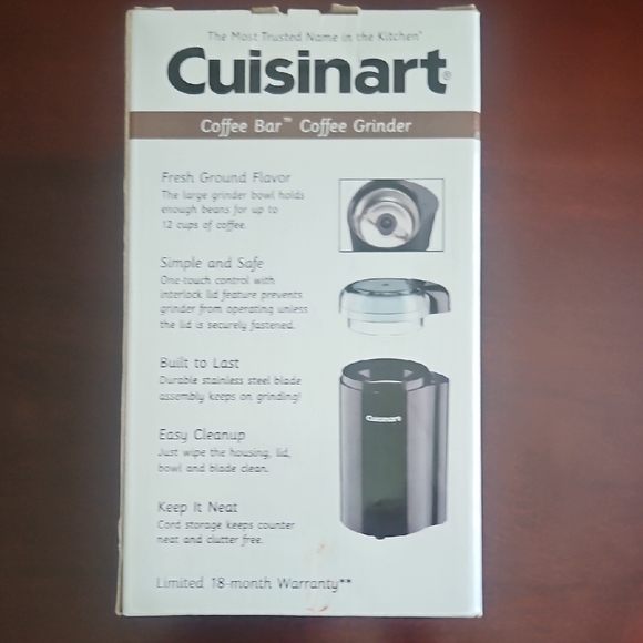 Cuisinart Silver and Black Coffee Grinder - New - Picture 4 of 6